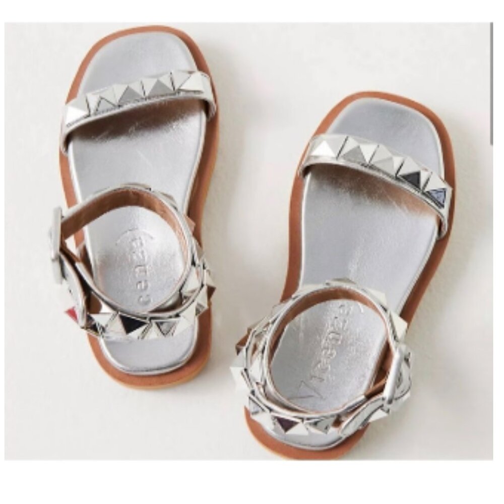 Anthropologie X Vicenza Leon Studded Sandals silver Embellished Size 38